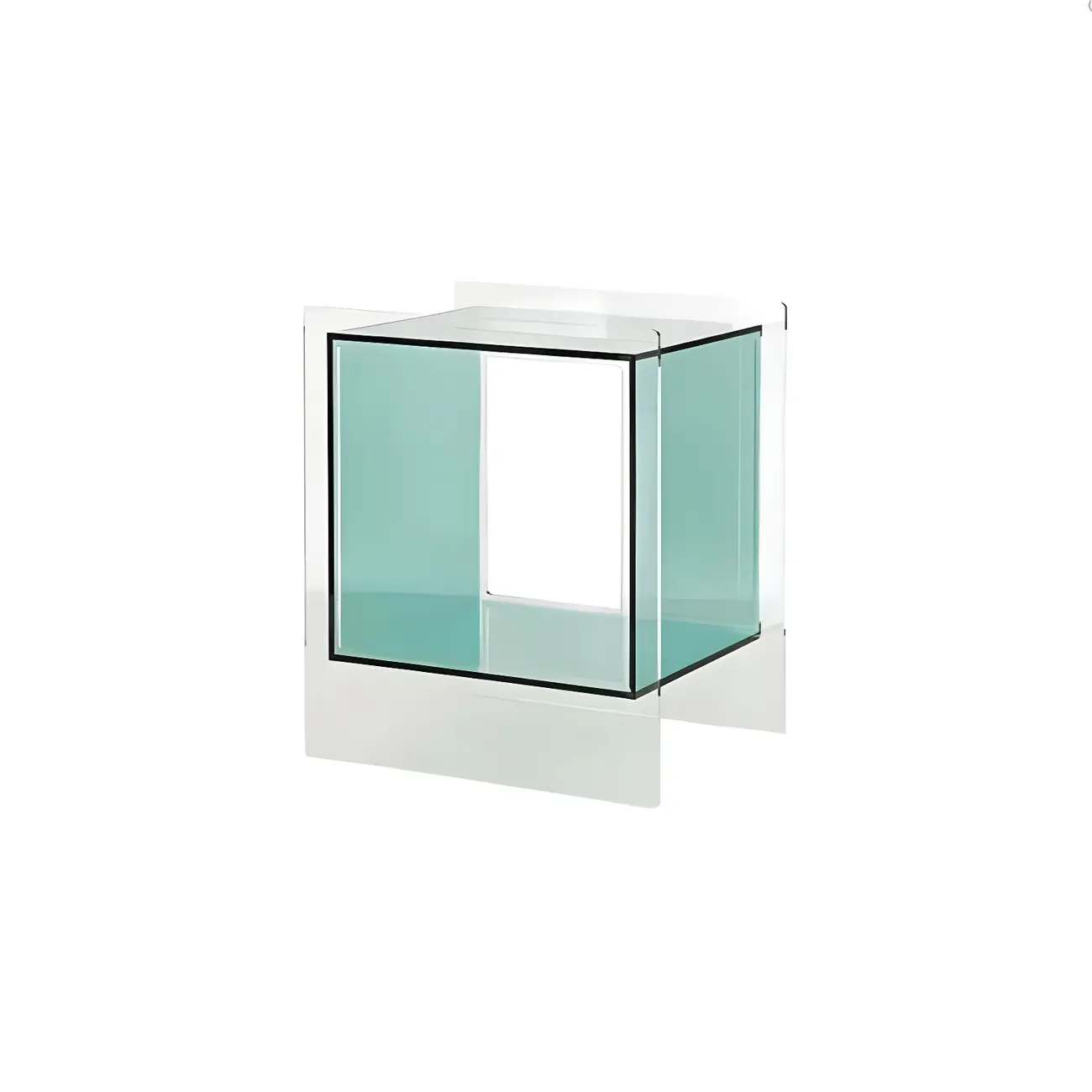 Modish Transparent Acrylic Nightstand with Open Shelf & Wheels