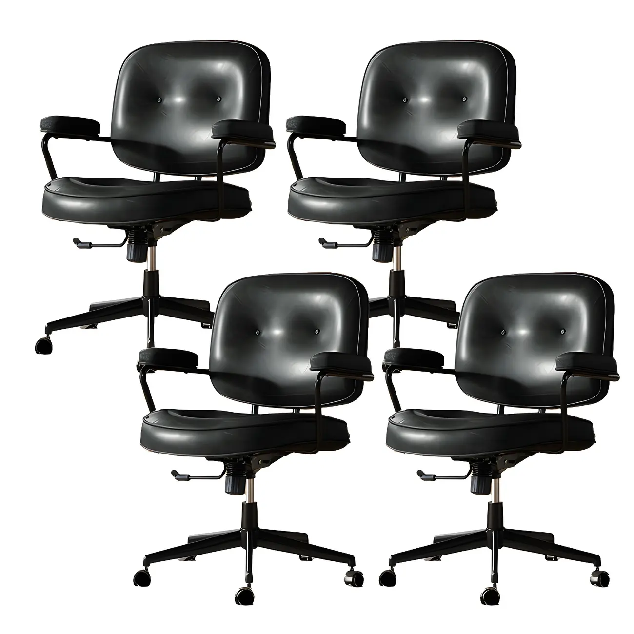 Industrial Leather Upholstered Height Adjustable Swivel Office Chair