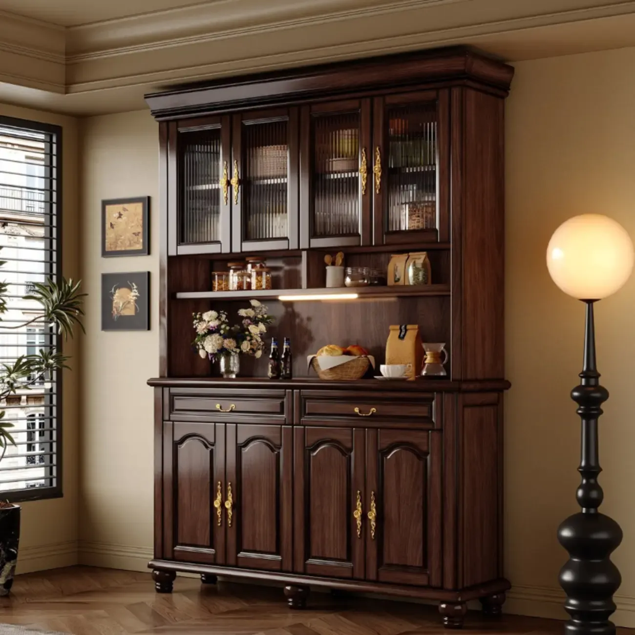 Modern Wood Buffet with Illumination and Storage