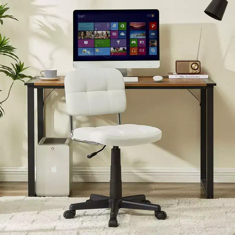Gray / White Armless Swivel Office Chair, Height Adjustable, Seats 1