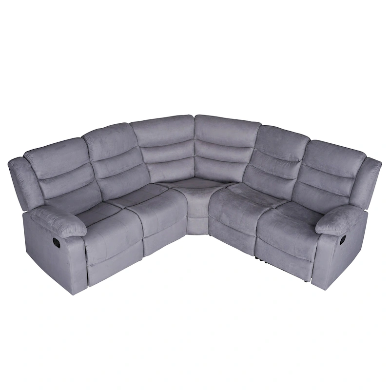 93 Width Polyester/Suede 5-Piece Manual Reclining Sectional Sofa