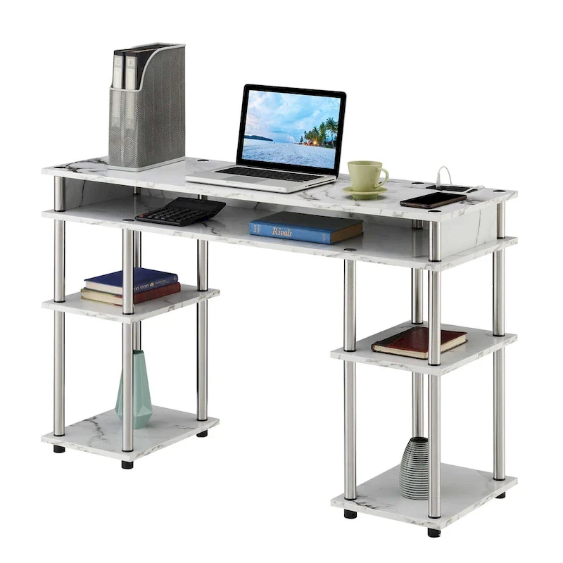 Designs2Go No Tools Student Desk with Charging Station and Shelves