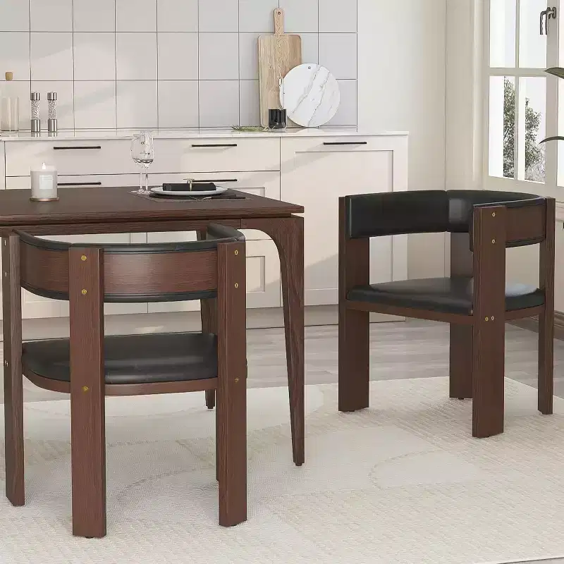 Dining Chair Set of 3,Modern Kitchen Chairs with Wood Frame & Curved Backrest for KitchenDining RoomLiving Room