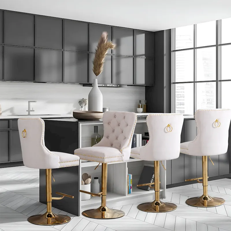 Modern Upholstered Adjusatble Thick Swivel Counter Barstools
