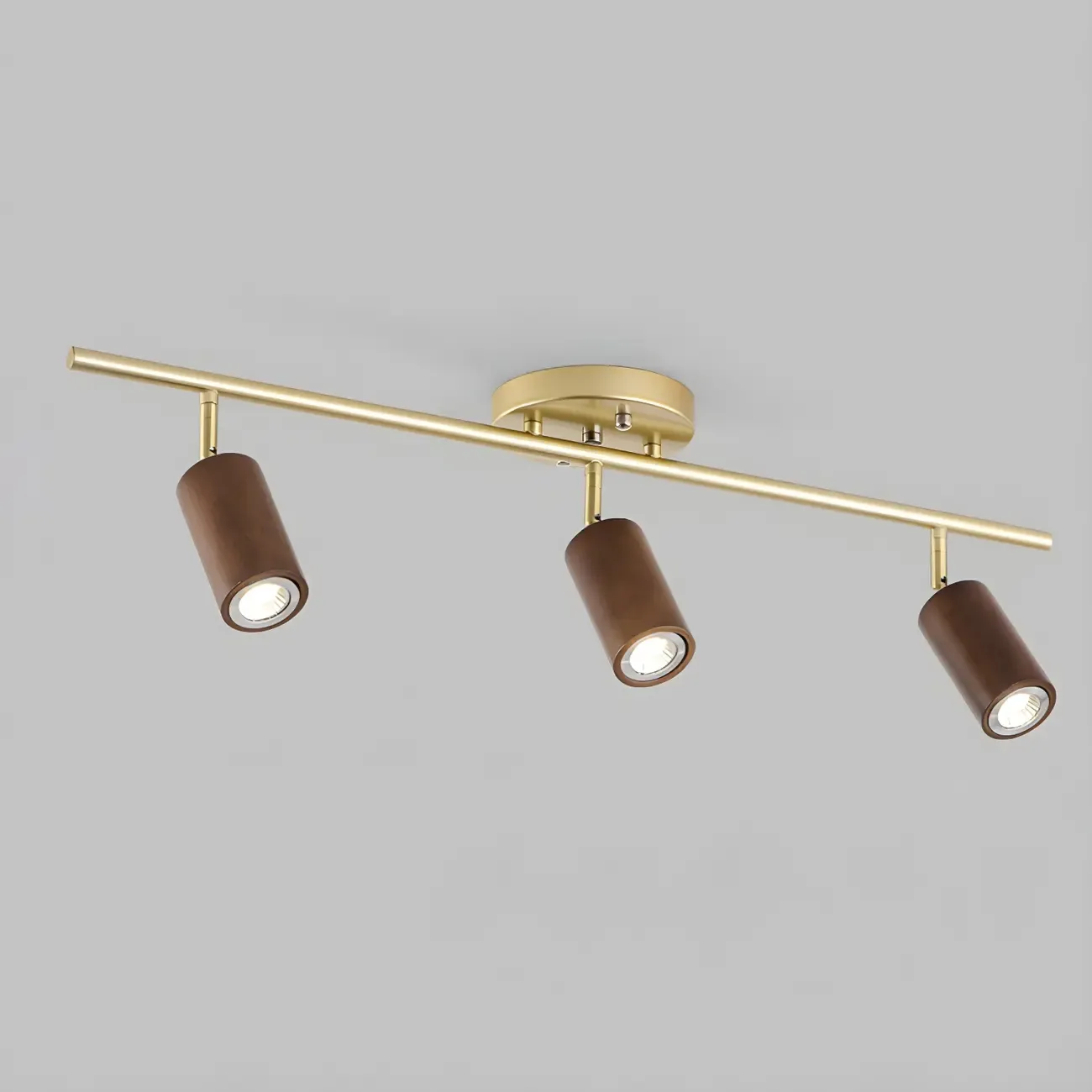 Modern Rubber Wood Brown Semi Flush Mount Track Light