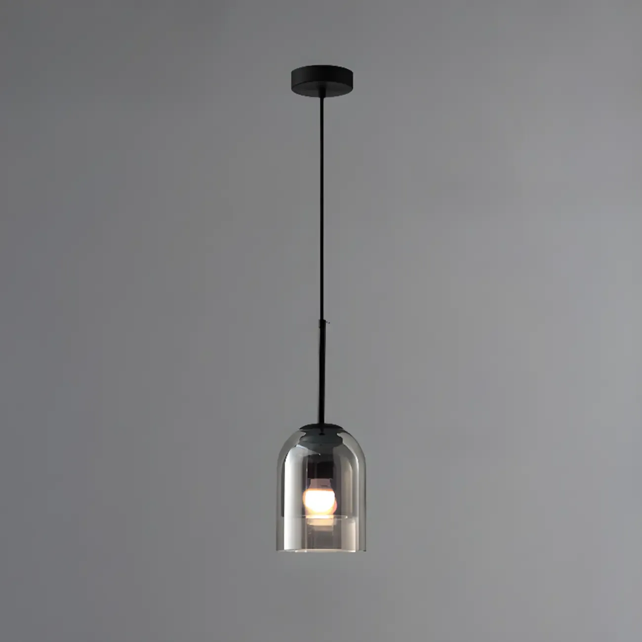 Modern Metal Gray Glass Cylinder Pendant Light