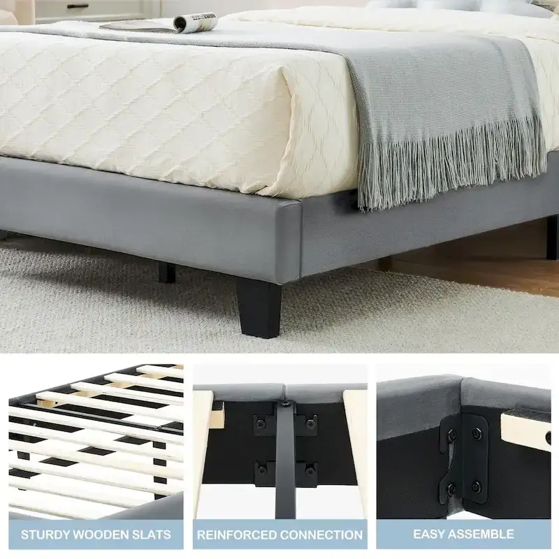 Upholstered Kids Tufted Bed Frame with Headboard