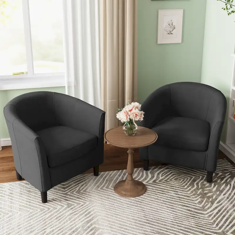 2 Set Modern Accent Chair Upholstered Barrel Chair