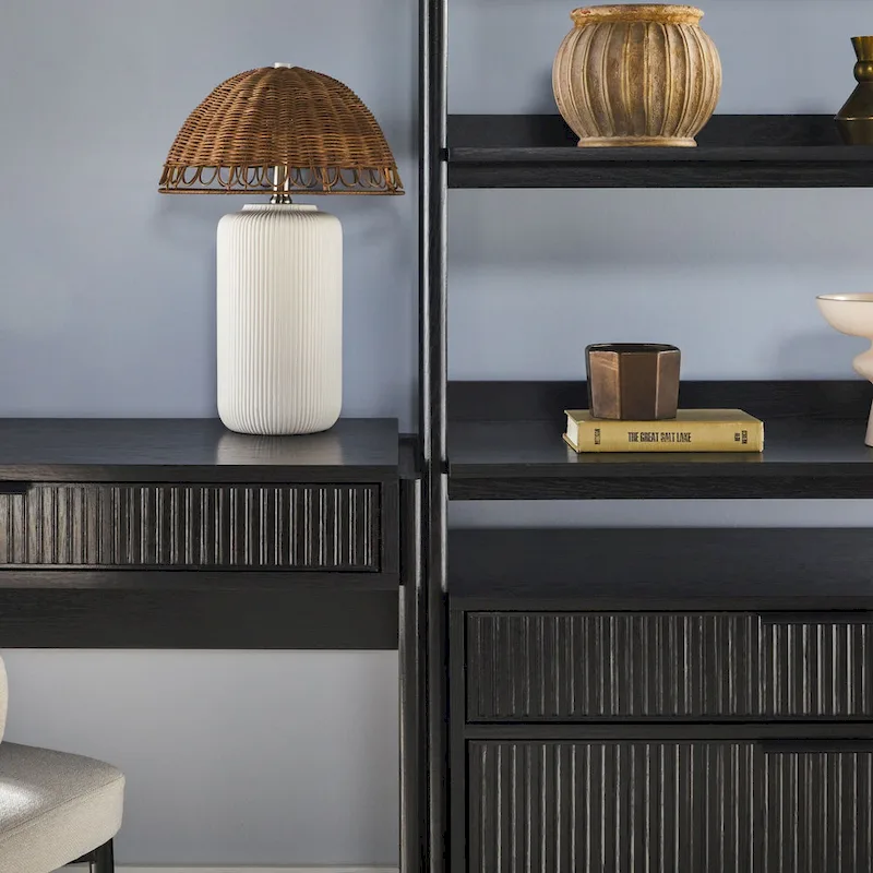 3-Piece Writing Desk Set with 2 Wide Bookcases