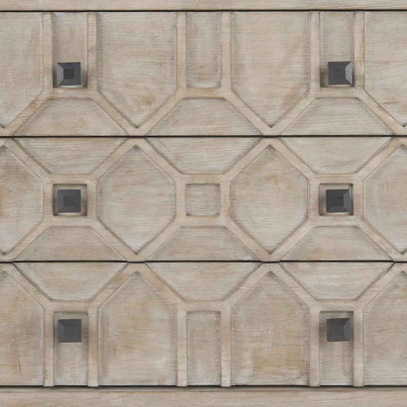 Genevieve I Gray Fir Veneer w/ Iron Frame & 3 Drawer Accent Cabinet - 39.0L x 15.7W x 30.9H