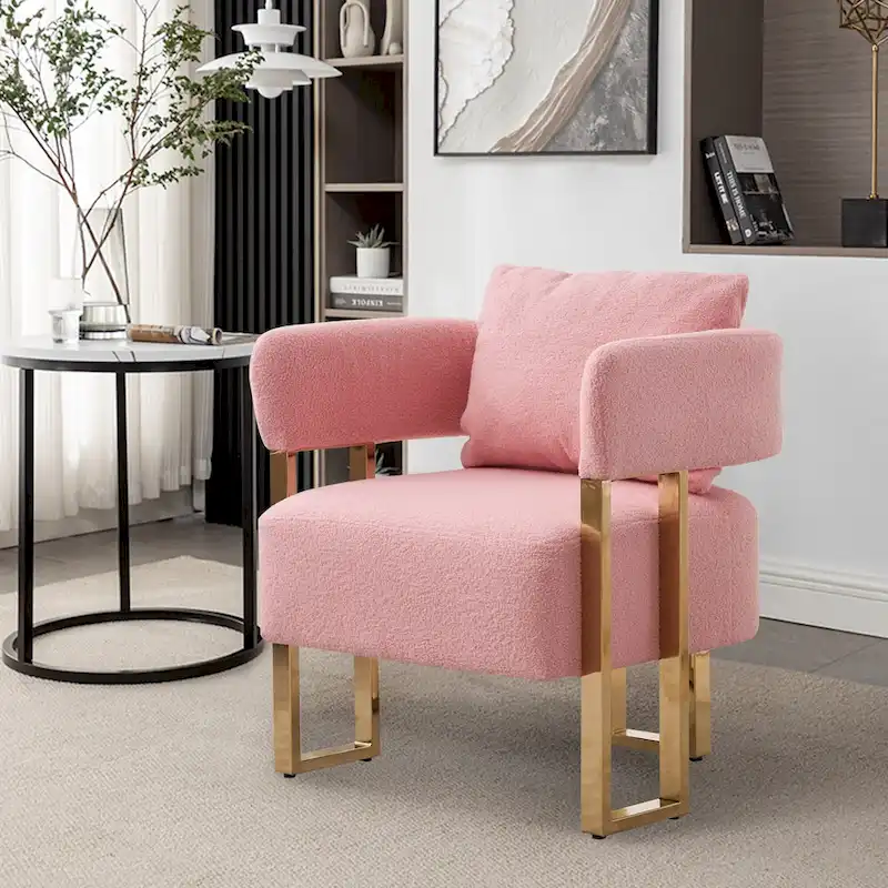 Pink 24.41 Upholstered Accent Chair with Gold Legs (Set of 2)