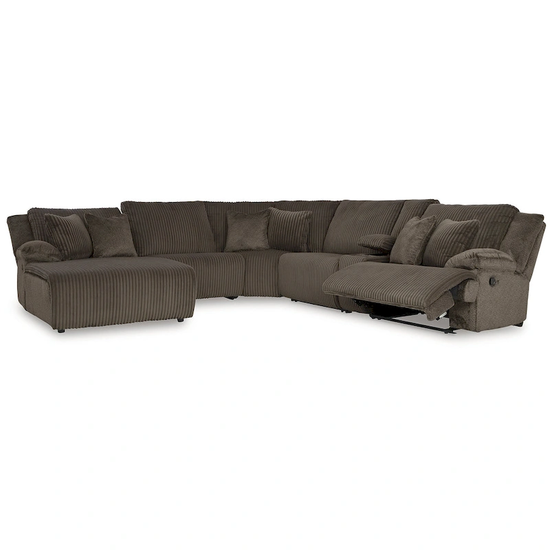 Signature Design by Ashley Top Tier Brown 6-Piece Reclining Sectional with Chaise - 147W x 134D x 41H