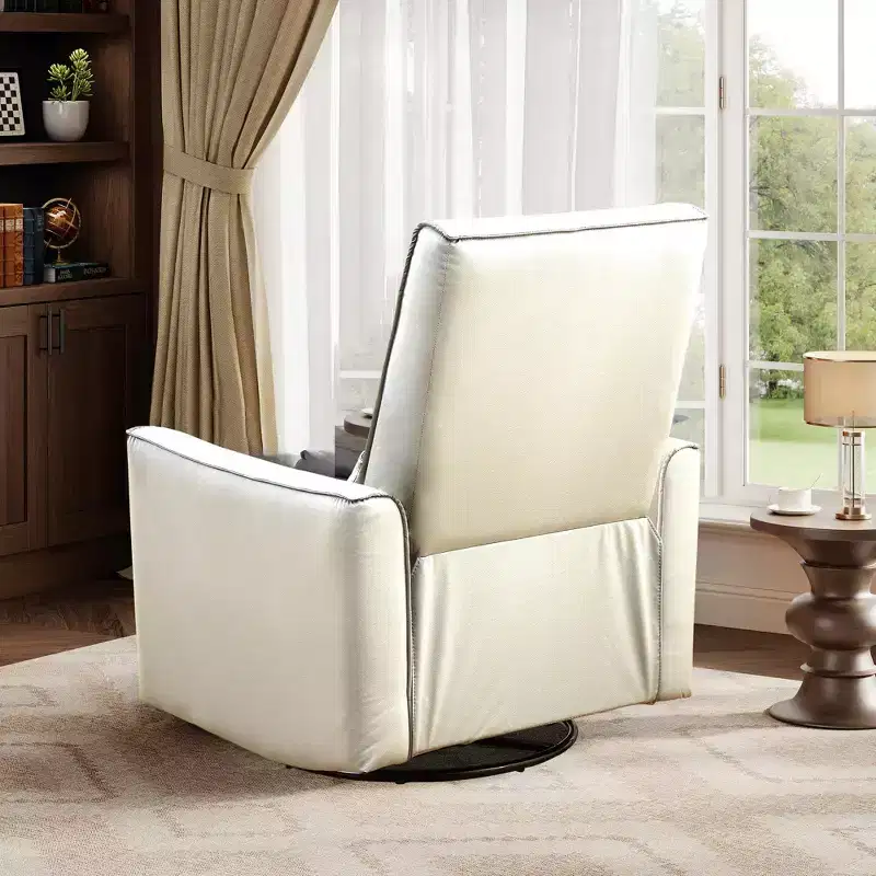 Beige/Black/Brown/Grey PU Leather Swivel Rocking Recliner Chair, 1-Seat