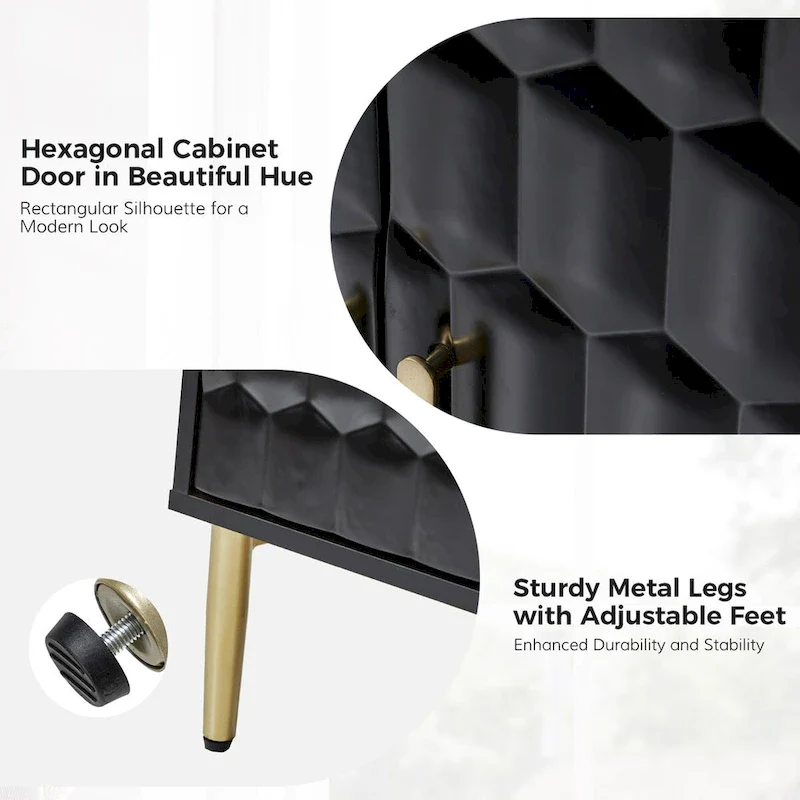 63 Wide Modern Sideboard with Adjustable Shelves by HULALA HOME