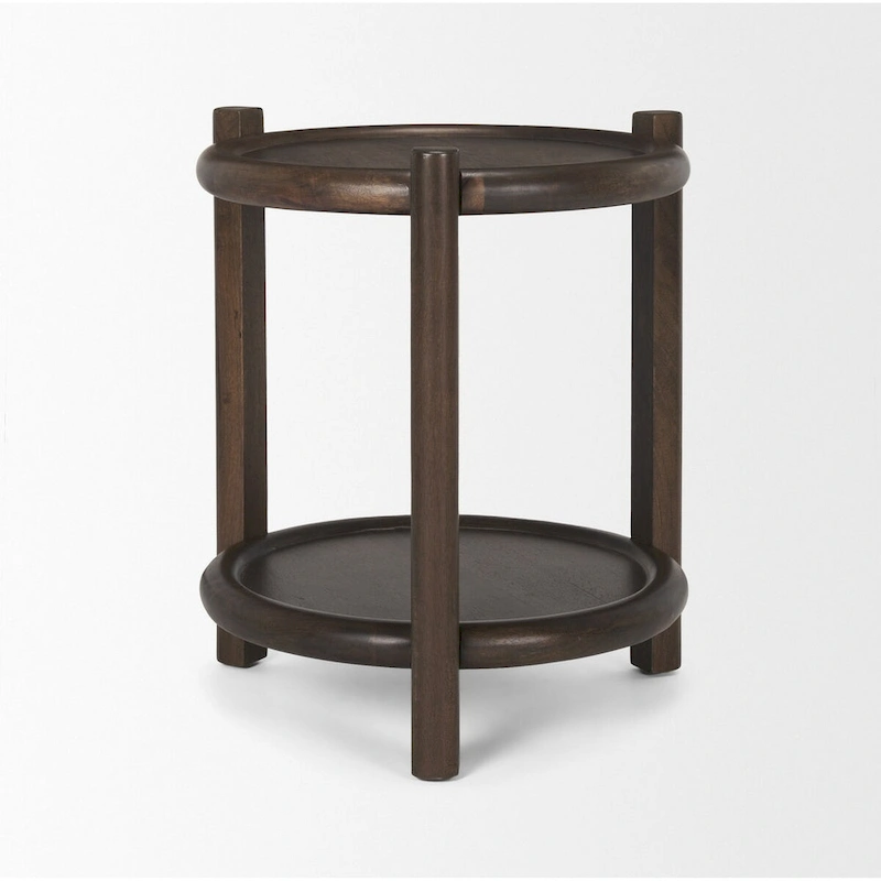 Romi Dark Brown Wood w/ Bottom Shelf Round Accent Table - 23.5L x 23.5W x 26.0H