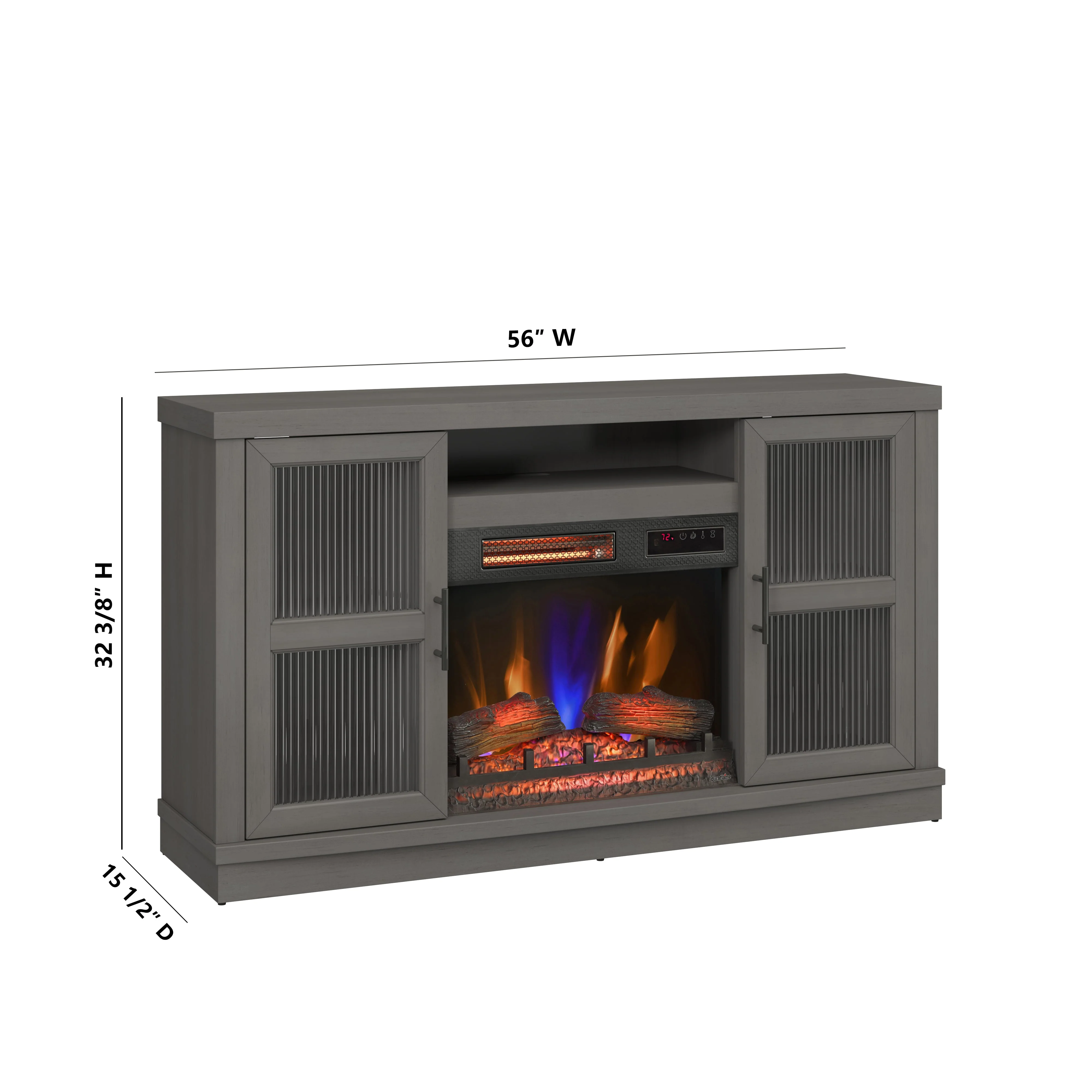 duraflame? Reeded Glass Door Electric Fireplace TV Stand Media Console