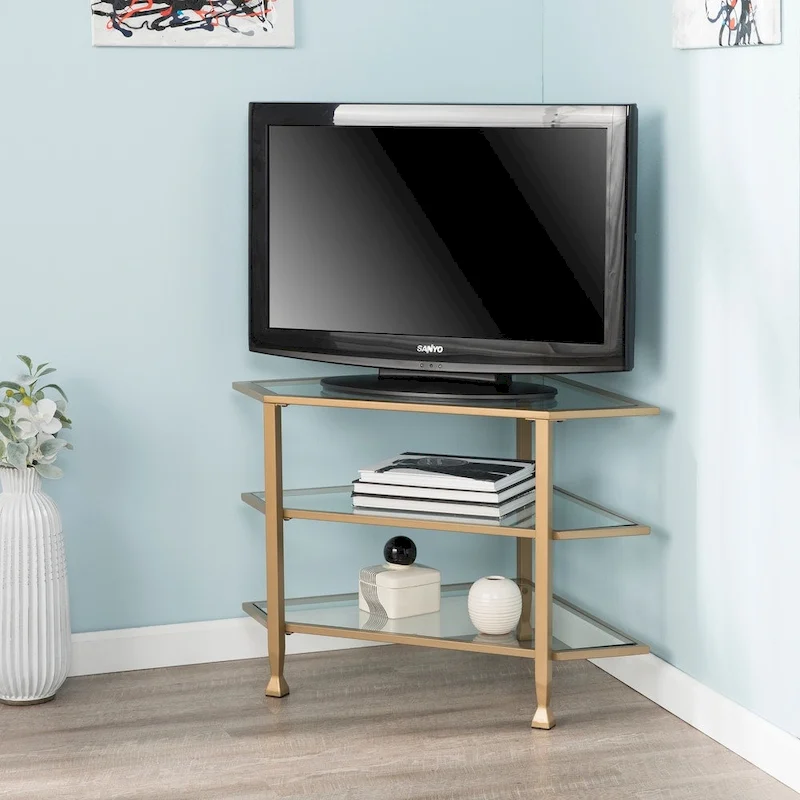 SEI Furniture Jensen Metal Corner Media TV Stand for TV's up to 33.25