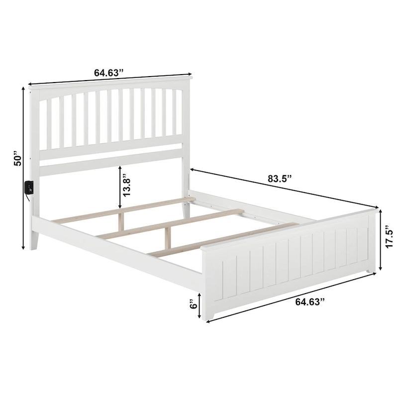 Mission Queen Foundation Bed Frame with Matching Footboard in White