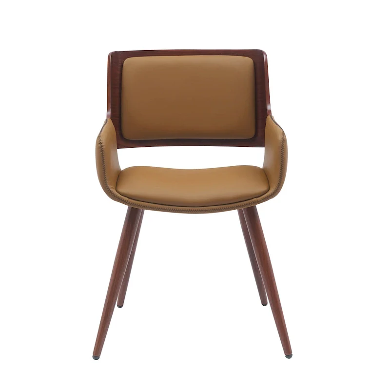 Faux Leather Mid-Century Dining Chair with Metal Legs