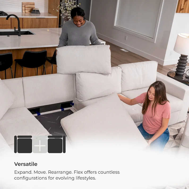 Flex 99 Upholstered Modular Sofa with Bumper Ottoman - 101 x 35 x 37