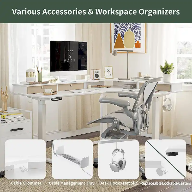 FEZIBO/Home Office Furniture/Brown&Black/Wood/Standing Desk/Desks