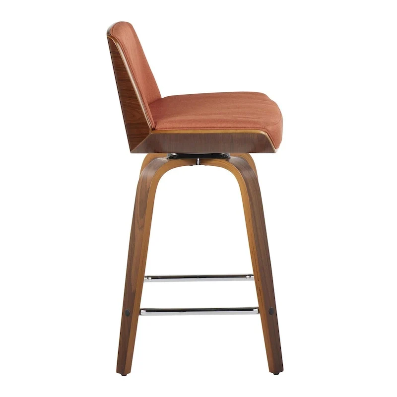 24 Fixed-Height Counter Stool with Bent Wood Legs & Square Footrest (Set of 2)