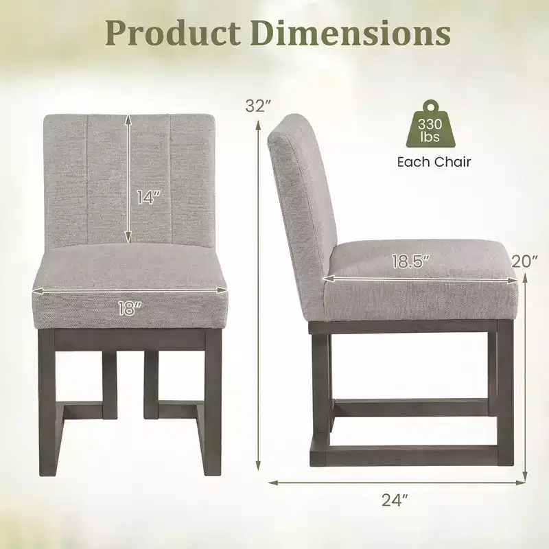 Beige+Gray / Walnut Farmhouse Upholstered Dining Chair, Armless, 2/4 PCS