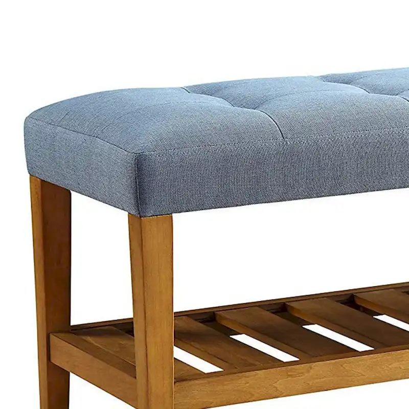 Wooden Bench, Blue & Oak