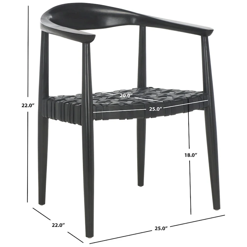 SAFAVIEH Birtie Woven Leather & Solid Wood Accent Chair (Fully Assembled) - W25 x D22 x H22 - 25Wx22Dx22H