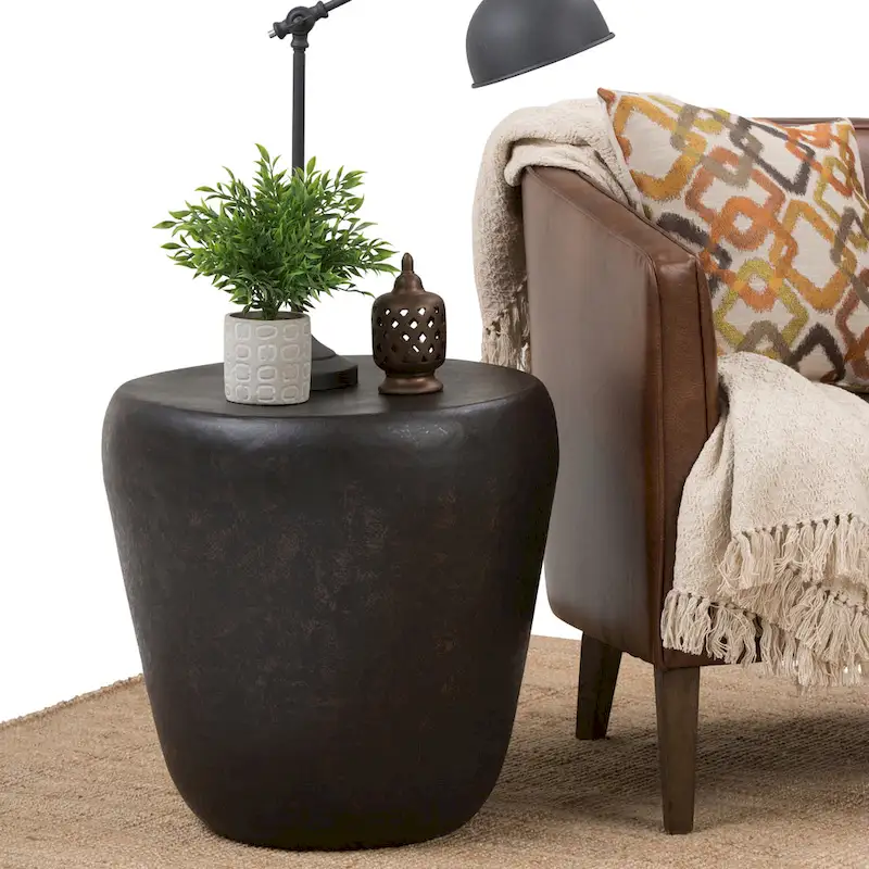 Industrial 20 inch Wide Metal Accent Side Table, Fully Assembled - 20 W x 20 D x 22 H