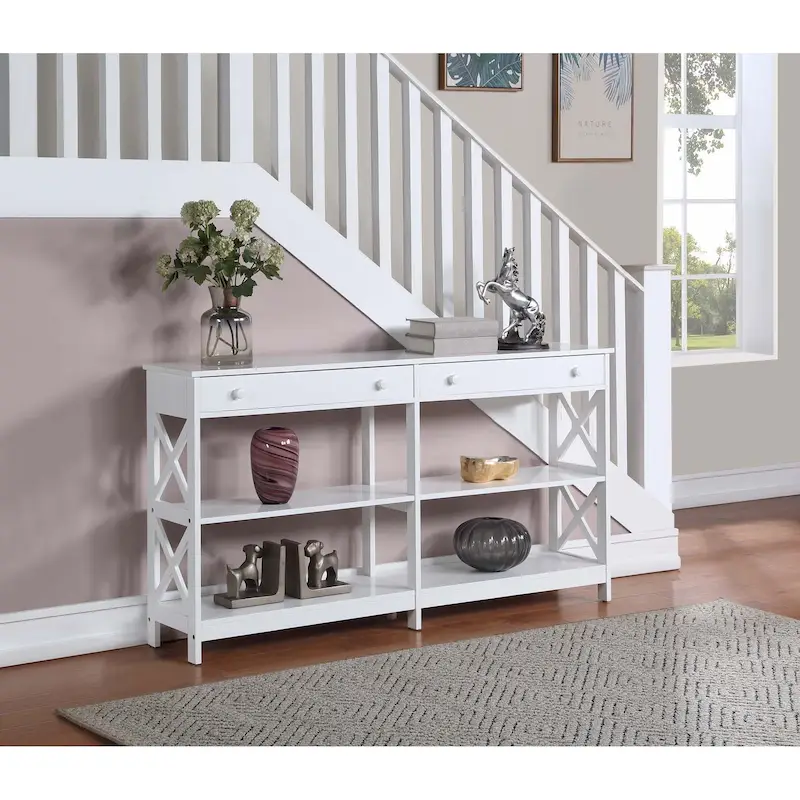 Convenience Concepts Oxford 2 Drawer 60 inch Console Table with Shelves