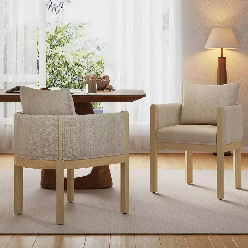 Christopher Knight Home Diana Modern Rubberwood Linen Upholstered Armchairs (Set of 2)