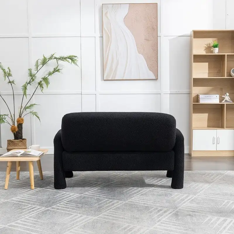 SEYNAR Mid-Century Modern Boucle 51 Solid Wood Curved Sofa