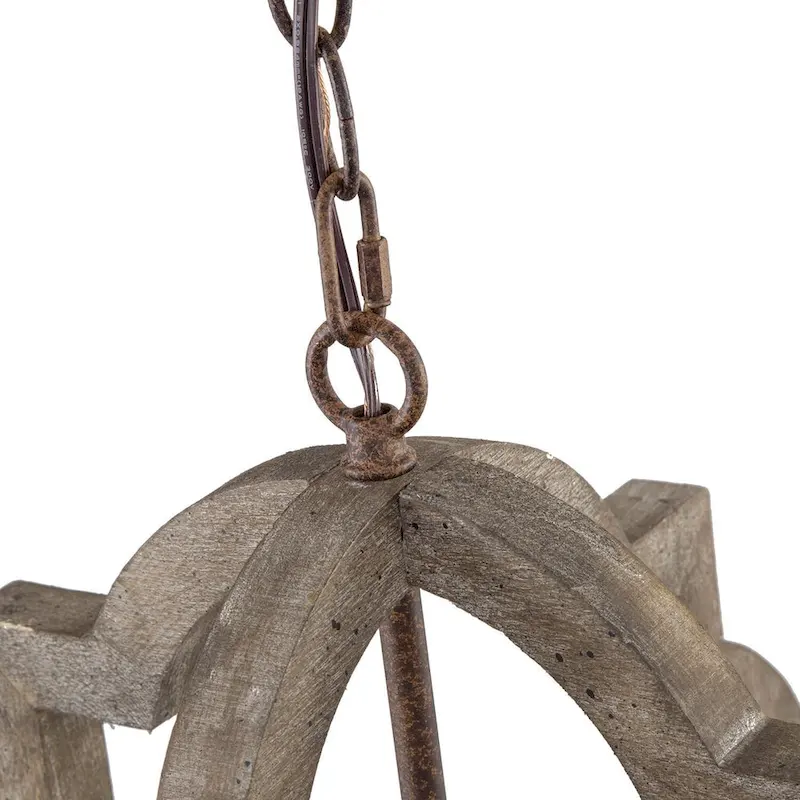 Farmhouse 1-Light Wood Lantern Chandelier Kitchen Island Pendant Lights - D 16 x H 17.5