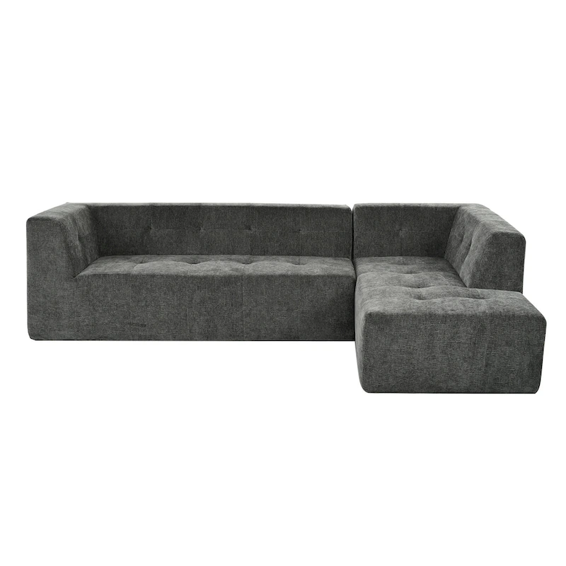 112.2 Chenille Modular L-Shaped Sofa Bed with Free Combination Design and No-Assembly Required