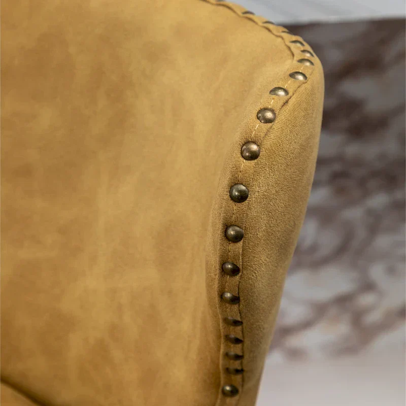 Nevis Mid-century Modern Faux Leather Tufted Nailhead Trim Barstool Set of 2