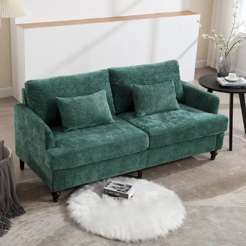 HOMEFUN Modern chenille Fabric Loveseat,2-Seat Upholstered Loveseat Sofa Modern Couch