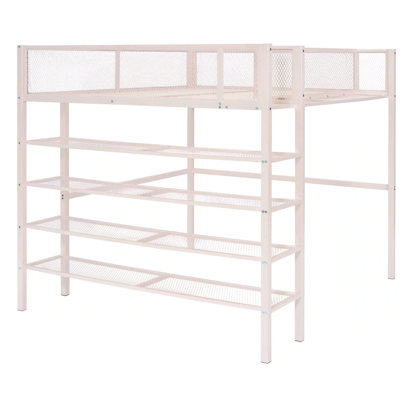 Full Loft Bed with Four Shelves