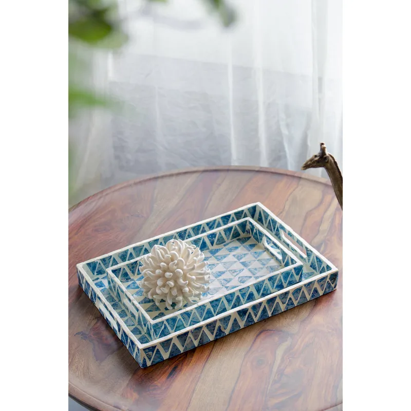 A&B Home Decorative Triangle Pattern Rectangular Tray