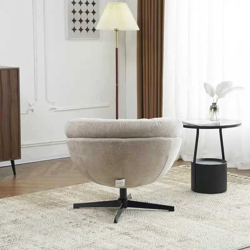 Chenille Upholstered Swivel Club Chair