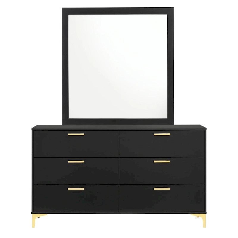 Lexie Black and Gold 4-piece Tufted Panel Bedroom Set