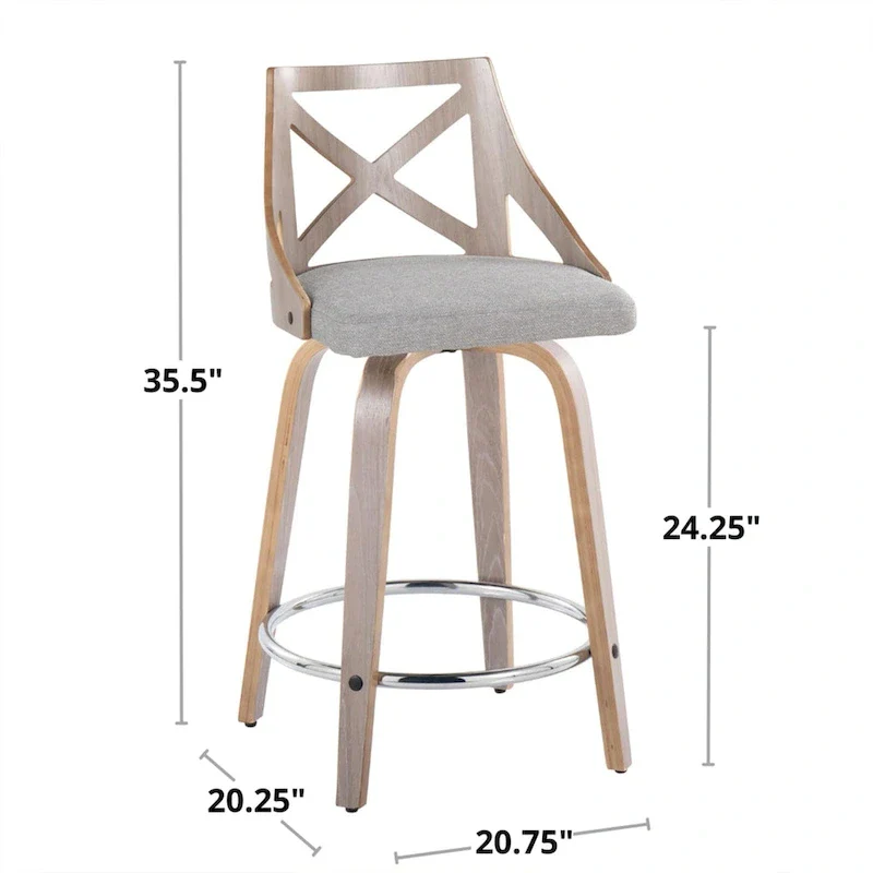 The Gray Barn Charlotte 24 Fixed-Height Counter Stool with Bent Wood Legs (Set of 2)