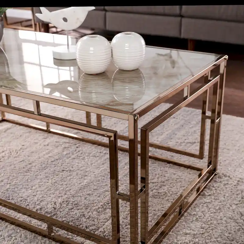 SEI Furniture Simons Rectangular Geometric Faux Marble Coffee Table