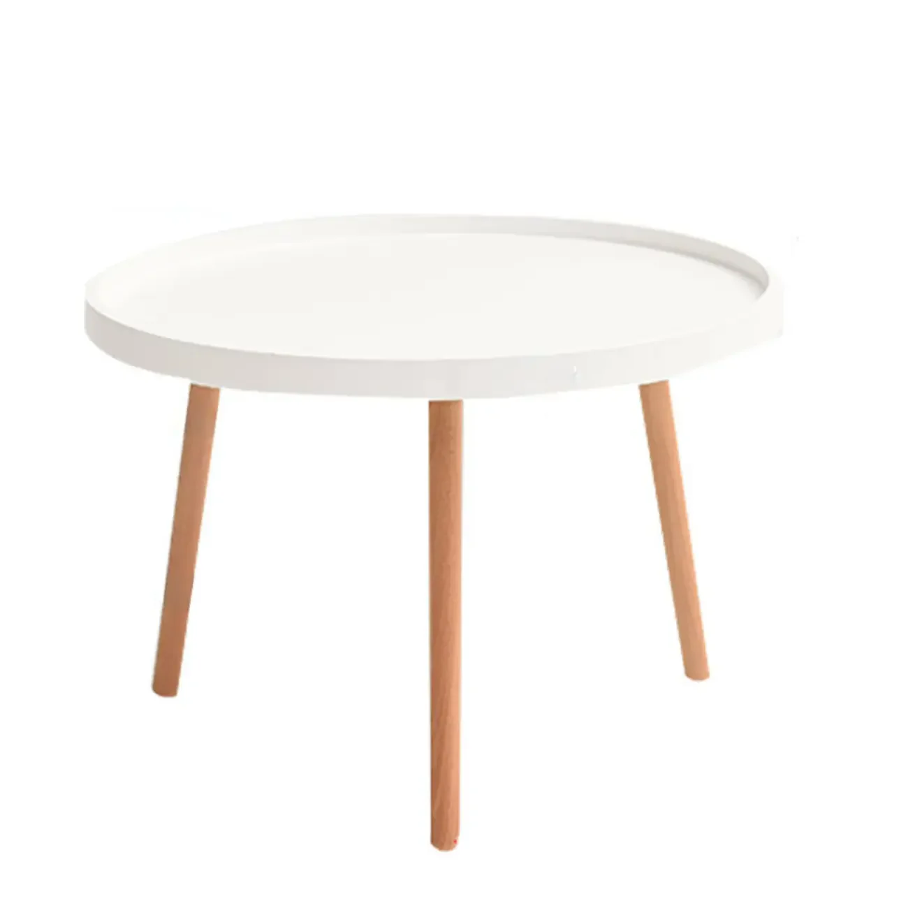 Modern Round Waterproof Coffee Table with Wood Three Leg