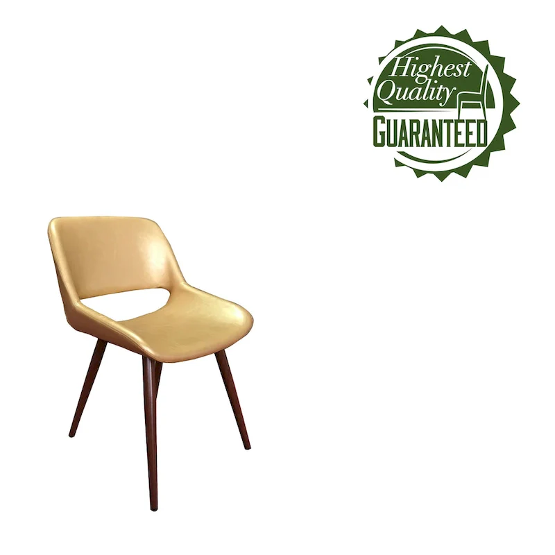 Langa Faux Leather Mid-Century Dining Chair with Metal Legs