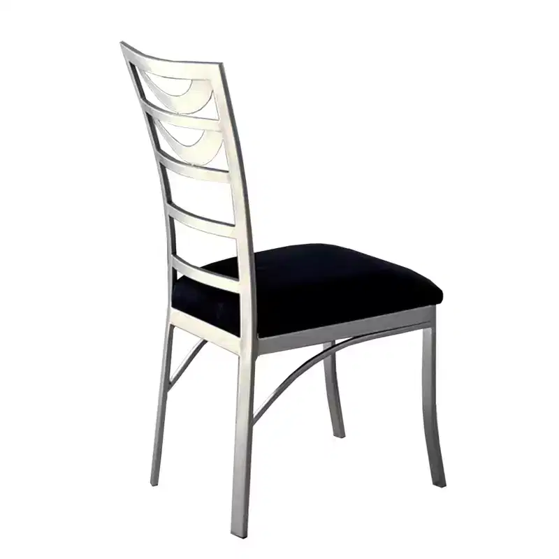 2 Microfiber and Metal Dining Chairs in Silver and Black