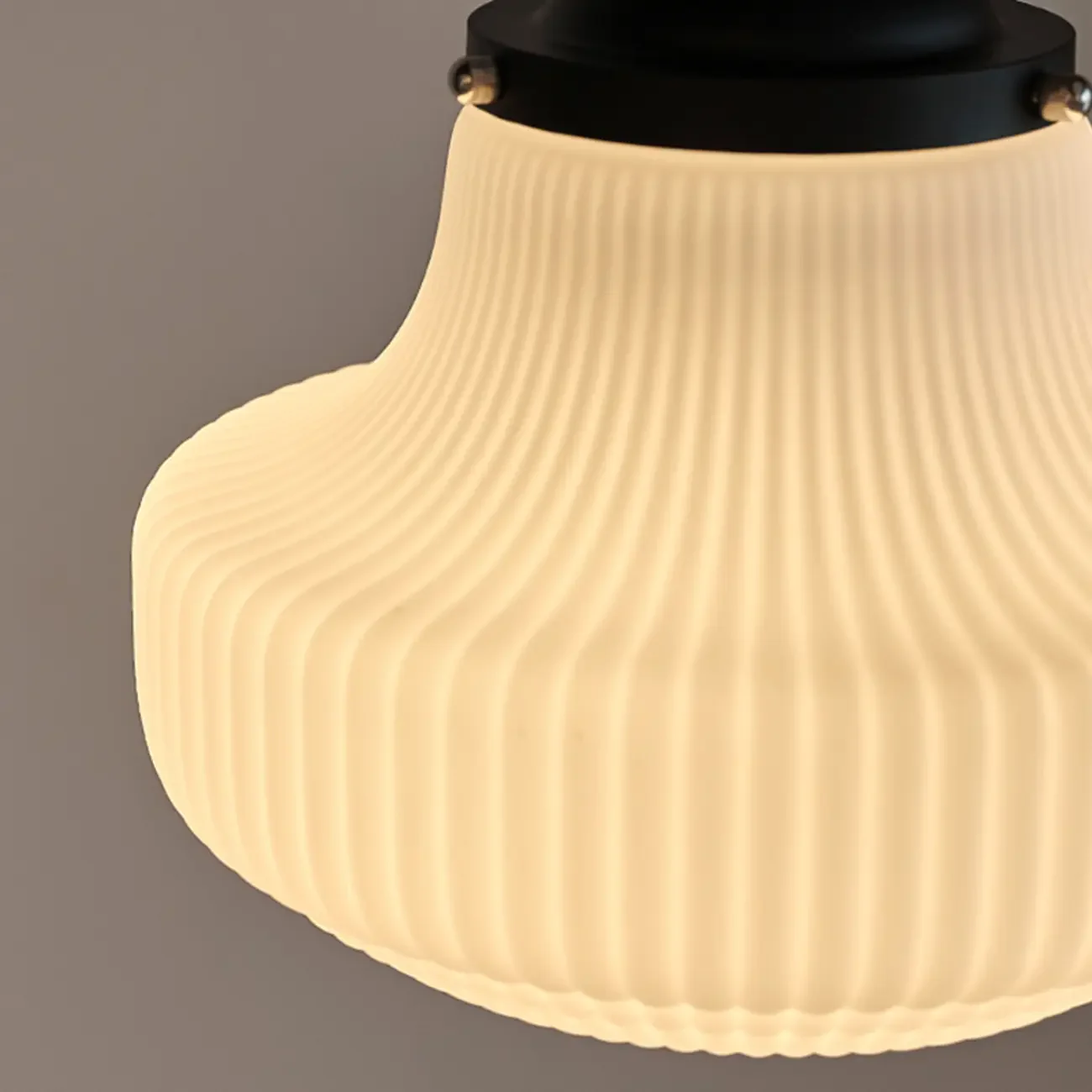 Art Deco Black Metal Glass Modern Semi-Flush Ceiling Light