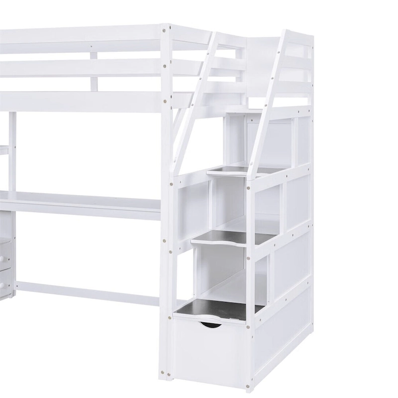 Merax Loft Bed with Desk and Shelves