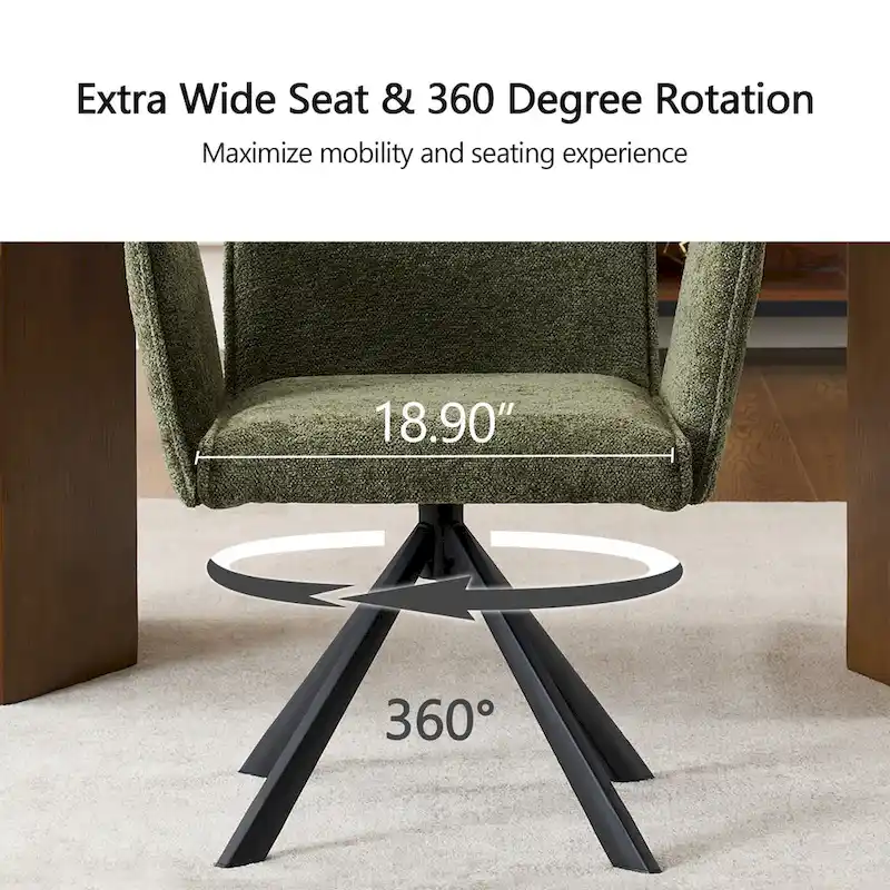Modern Upholstered Dining Chairs with Swivel Metal Legs