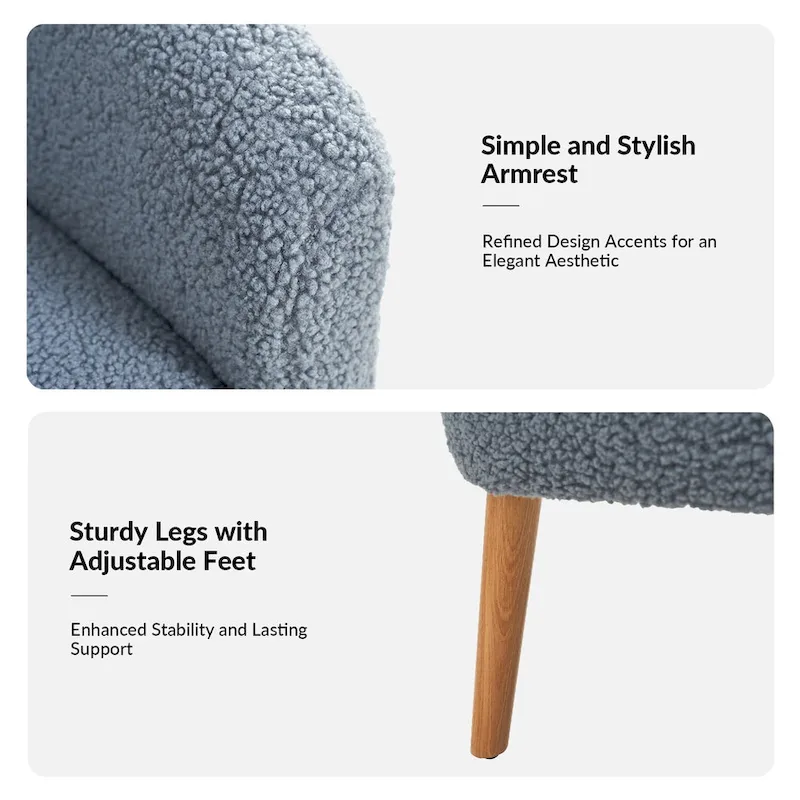 Sheila Modern 30 W Boucle Armchair with Solid Wood Legs Set of 2 by HULALA HOME